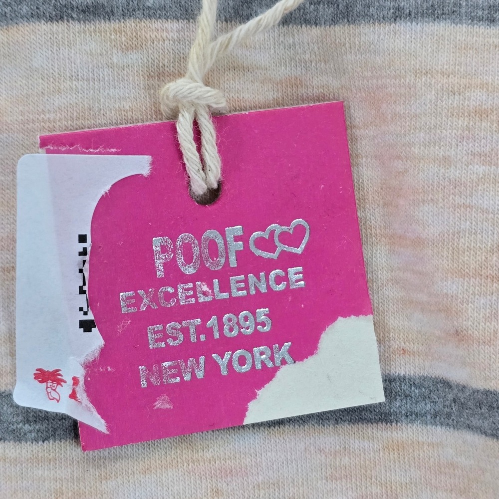 Poof! Womens Peach Grey Striped Long Sleeve Scoop Neck Top NWT Size L - Picture 5 of 6